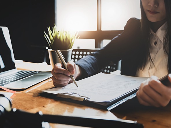 woman working at desk